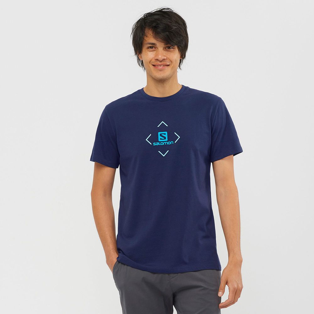 Salomon SALOMON COTTON M Camisetas Hombre - Azul Marino - Colombia (80973-BALG)